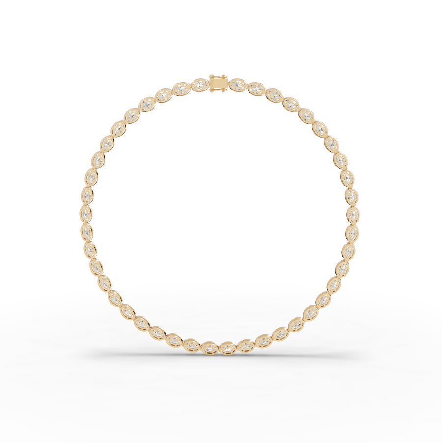 44.00 CT East-West Oval Bezel Lab Grown Diamond Tennis Necklace