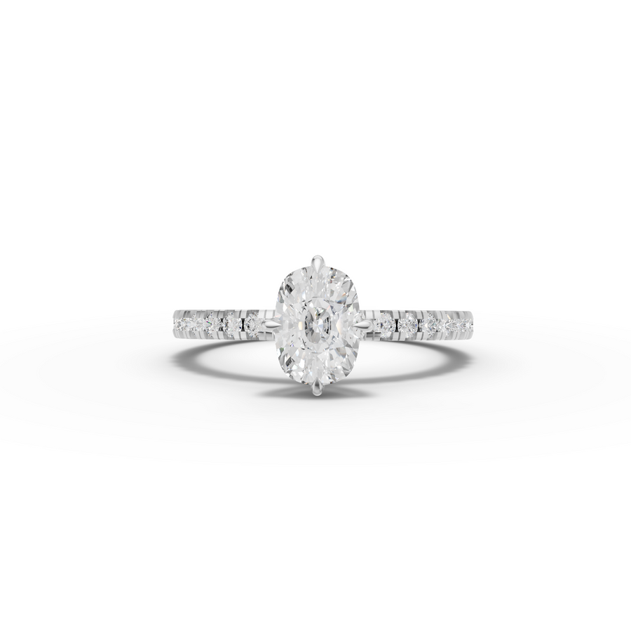 1.25 CT Cushion Pavé Lab Grown Diamond Engagement Ring