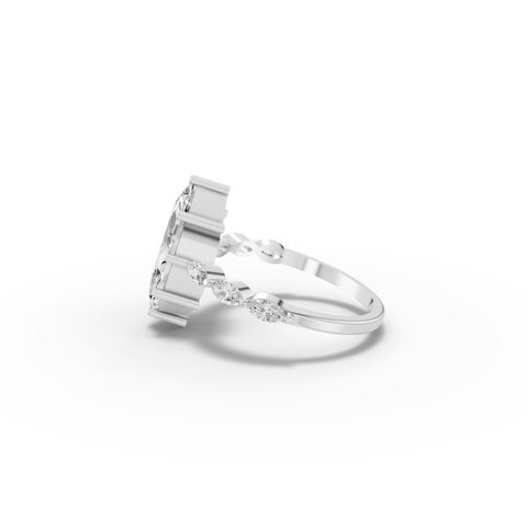 2.31 CT Marquise Lab Diamond Ring with Marquise Side Stones
