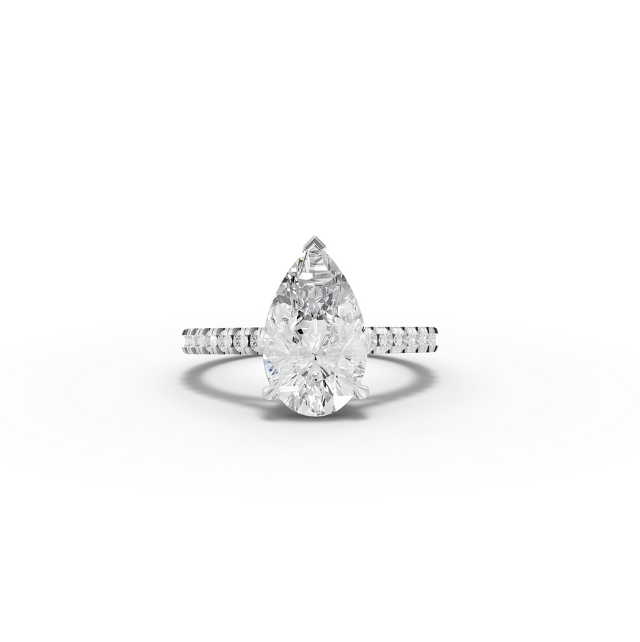 2.75 CT Pear Lab Diamond Engagement Ring with Pavé Band