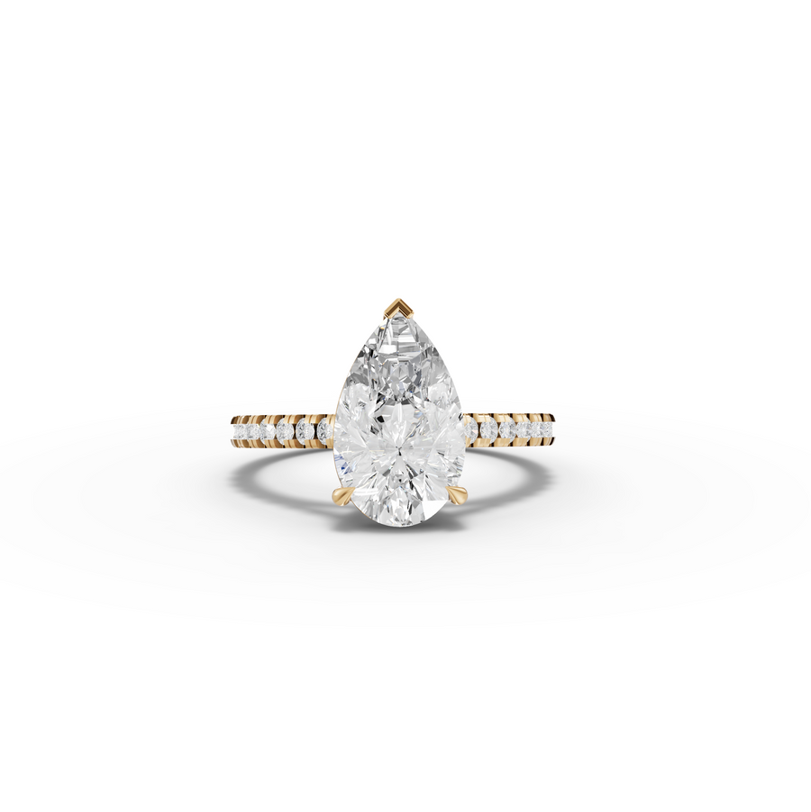 2.75 CT Pear Lab Diamond Engagement Ring with Pavé Band