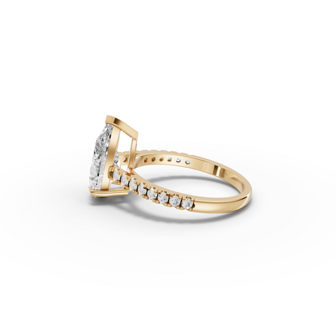2.75 CT Pear Lab Diamond Engagement Ring with Pavé Band
