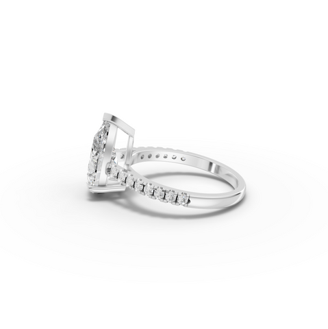 2.75 CT Pear Lab Diamond Engagement Ring with Pavé Band
