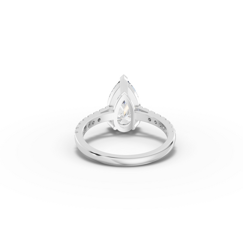 2.75 CT Pear Lab Diamond Engagement Ring with Pavé Band