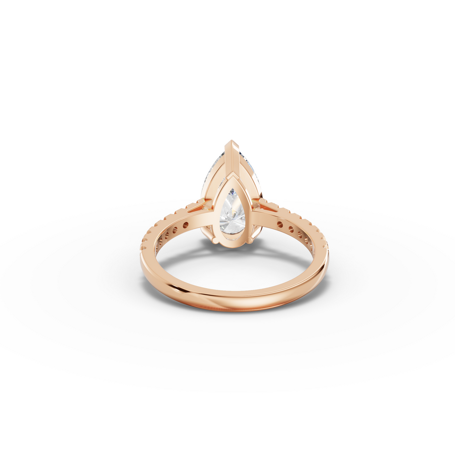 2.75 CT Pear Lab Diamond Engagement Ring with Pavé Band