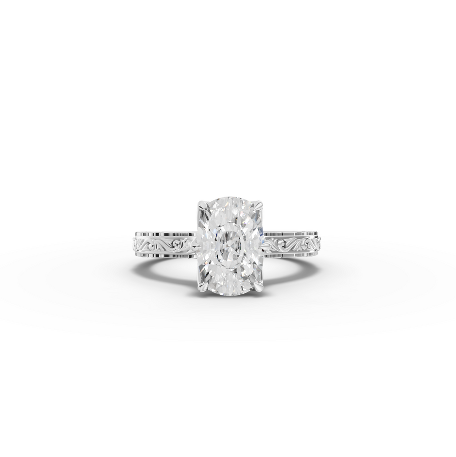 2.505 CT Filigree Oval Lab Diamond Engagement Ring with Milgrain Details