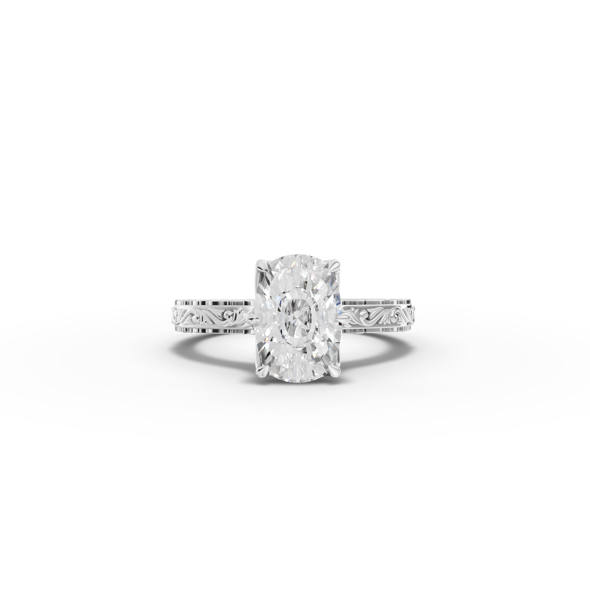 2.505 CT Filigree Oval Lab Diamond Engagement Ring with Milgrain Details