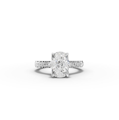 2.505 CT Filigree Oval Lab Diamond Engagement Ring with Milgrain Details