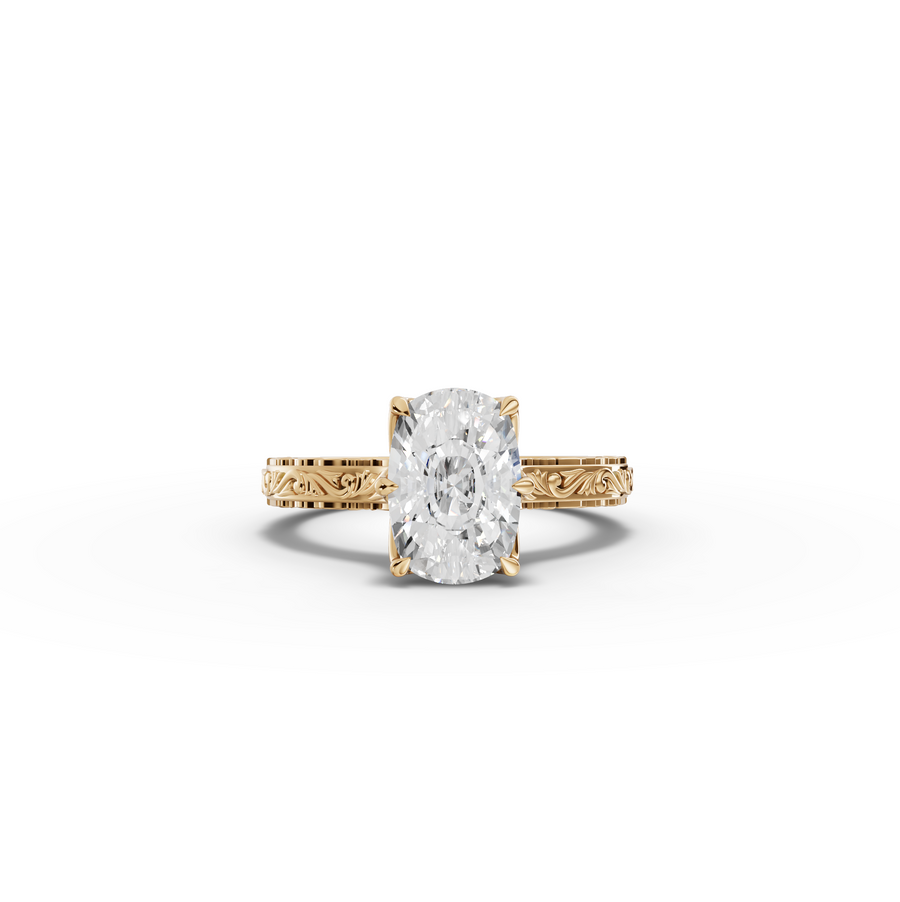2.505 CT Filigree Oval Lab Diamond Engagement Ring with Milgrain Details