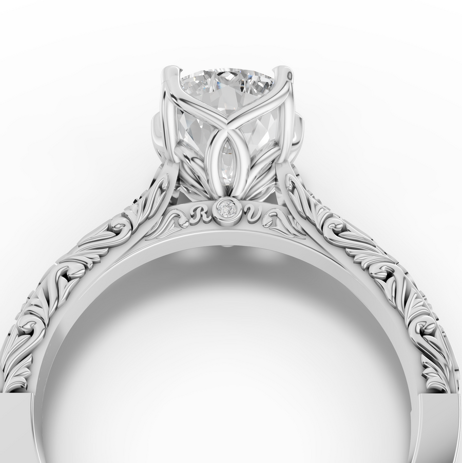 2.505 CT Filigree Oval Lab Diamond Engagement Ring with Milgrain Details