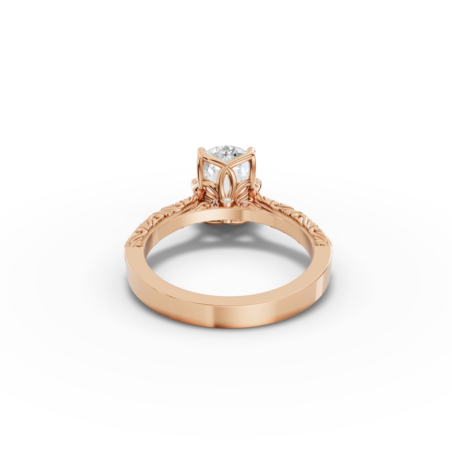 2.505 CT Filigree Oval Lab Diamond Engagement Ring with Milgrain Details