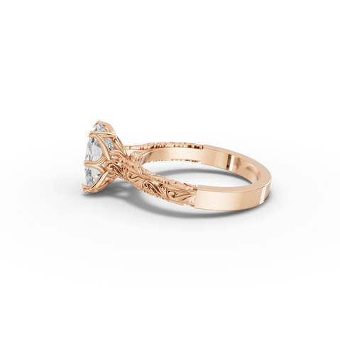 2.505 CT Filigree Oval Lab Diamond Engagement Ring with Milgrain Details