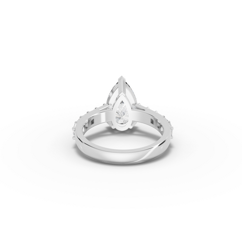 3.50 CT Pear Lab Diamond Engagement Ring with PrincessAccent Band
