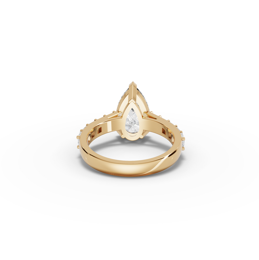 3.50 CT Pear Lab Diamond Engagement Ring with PrincessAccent Band