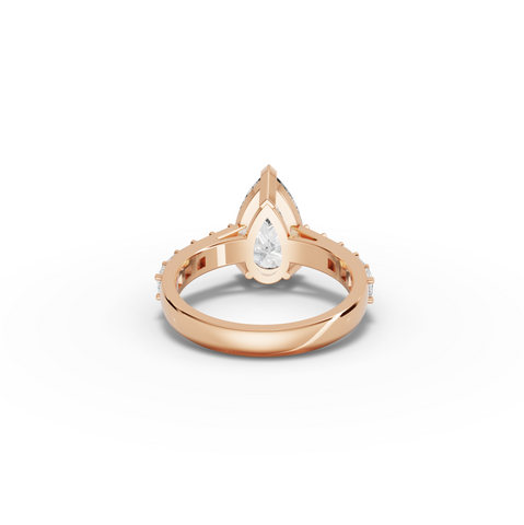 3.50 CT Pear Lab Diamond Engagement Ring with PrincessAccent Band