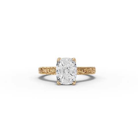 2.505 CT Cushion Lab Diamond Solitaire Ring with Filigree Band