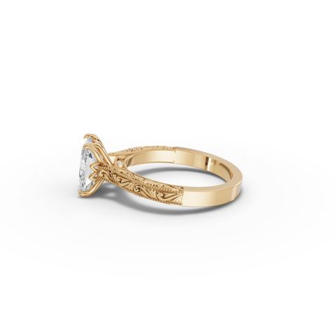 2.505 CT Cushion Lab Diamond Solitaire Ring with Filigree Band