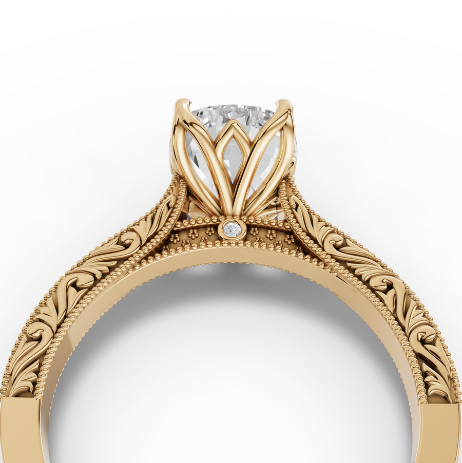 2.505 CT Cushion Lab Grown Diamond Solitaire Ring with Filigree Band