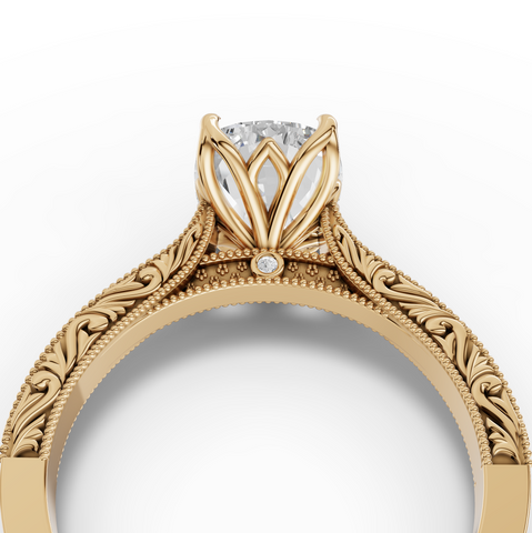 2.505 CT Cushion Lab Diamond Solitaire Ring with Filigree Band