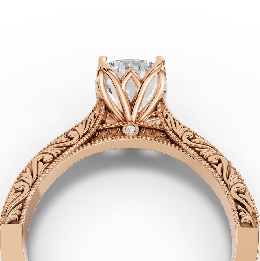 2.505 CT Cushion Lab Grown Diamond Solitaire Ring with Filigree Band