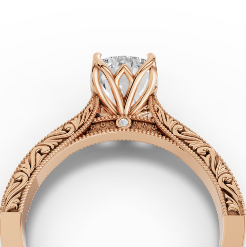 2.505 CT Cushion Lab Diamond Solitaire Ring with Filigree Band