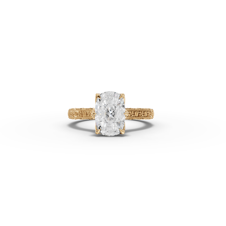 2.50 CT Cushion Lab Grown Diamond Ring with Filigree Shank