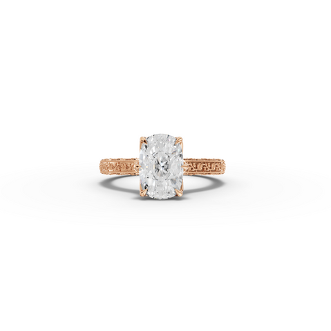 2.50 CT Cushion Lab DiamondRing with Filigree Shank Ring
