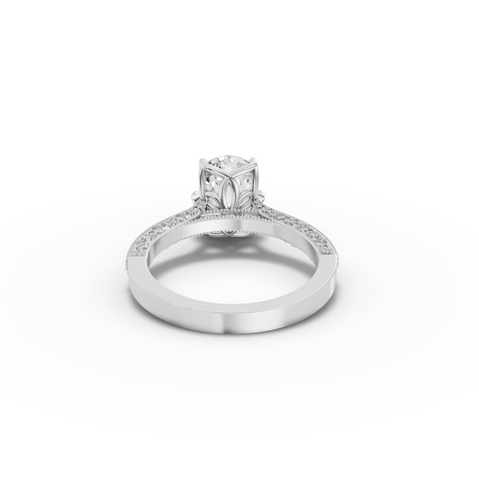 2.50 CT Cushion Lab DiamondRing with Filigree Shank Ring