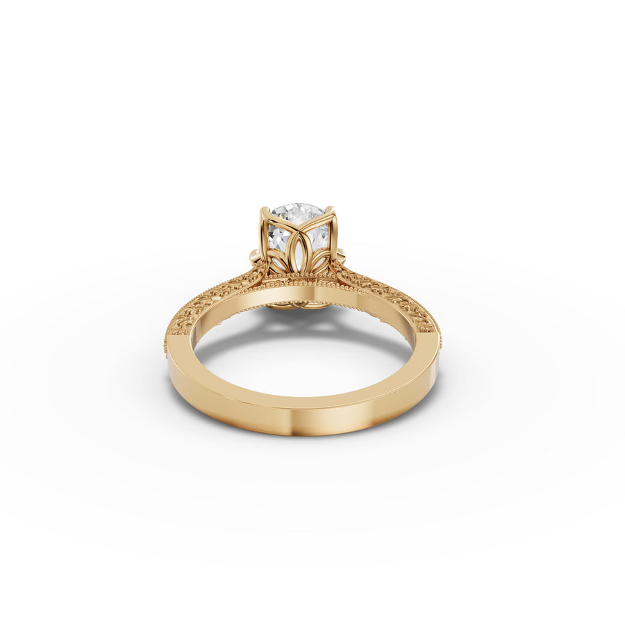 2.50 CT Cushion Lab Grown Diamond Ring with Filigree Shank