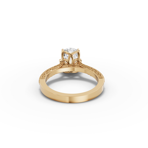 2.50 CT Cushion Lab DiamondRing with Filigree Shank Ring