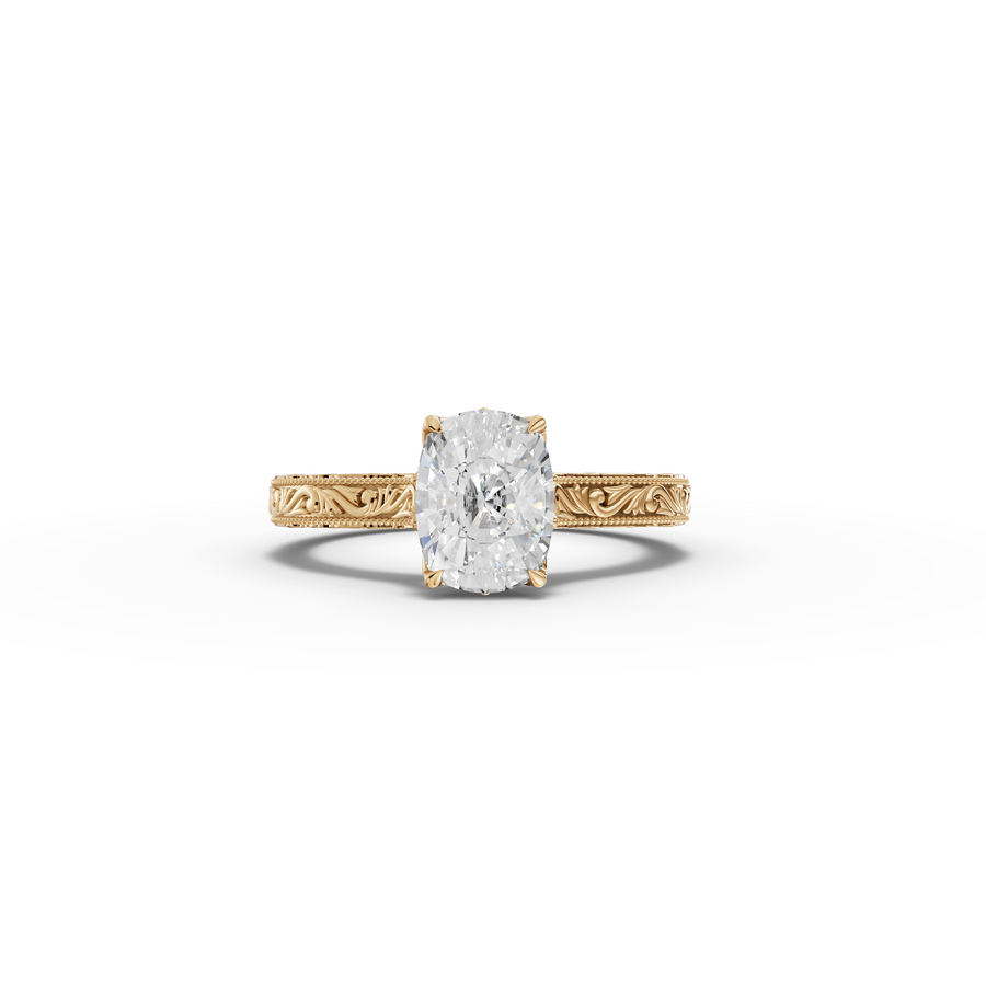 2.50 CT Cushion Solitaire Lab Grown Diamond Ring with Filigree Band