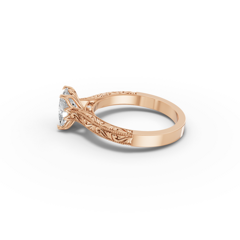 2.00 CT Cushion Solitaire Lab Diamond Ring with Filigree Band