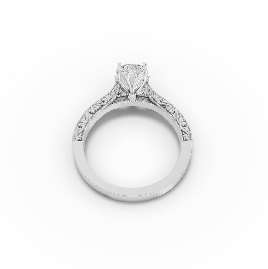 2.50 CT Cushion Solitaire Lab Grown Diamond Ring with Filigree Band