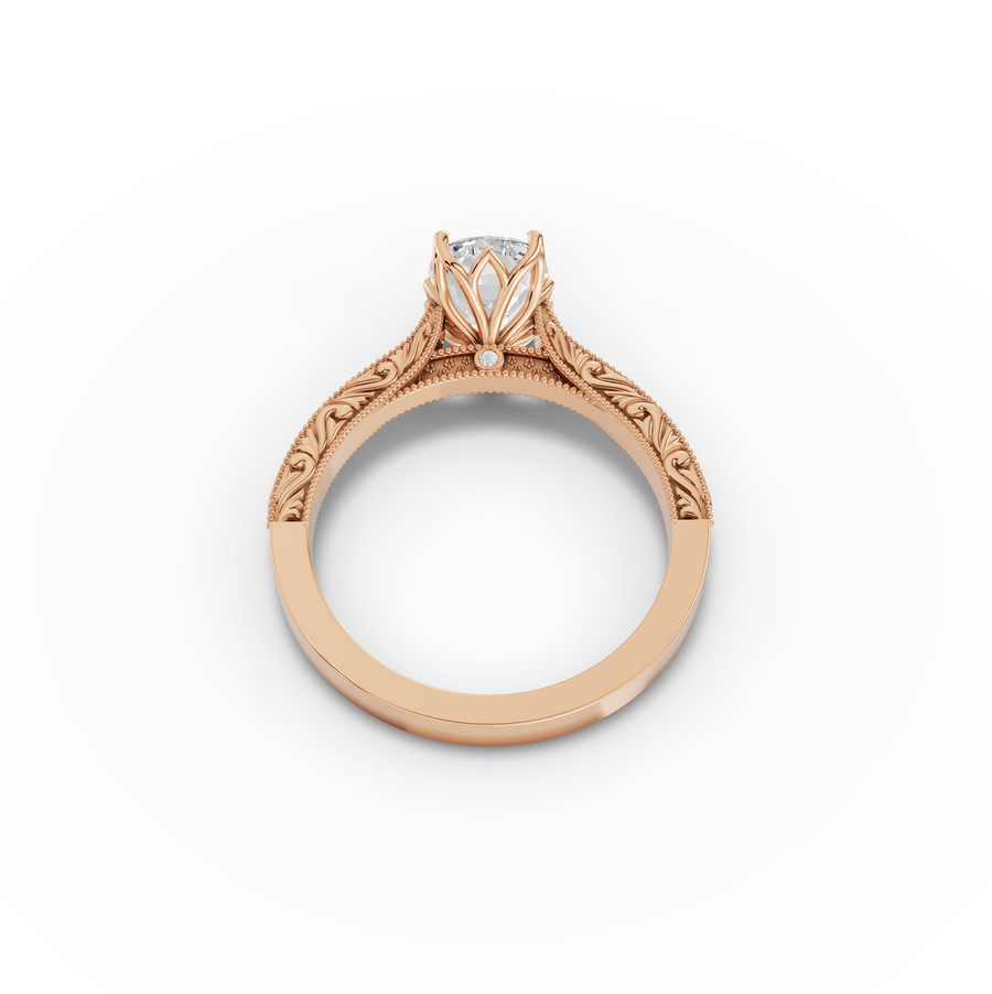 2.50 CT Cushion Solitaire Lab Grown Diamond Ring with Filigree Band