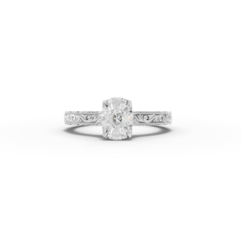 1.505 CT Oval Lab Diamond Ring with Cathedral Set and Milgrain Details