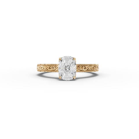 1.505 CT Oval Lab Diamond Ring with Cathedral Set and Milgrain Details