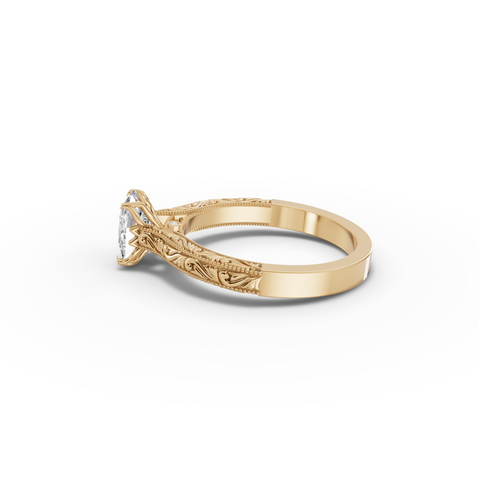 1.505 CT Oval Lab Diamond Ring with Cathedral Set and Milgrain Details