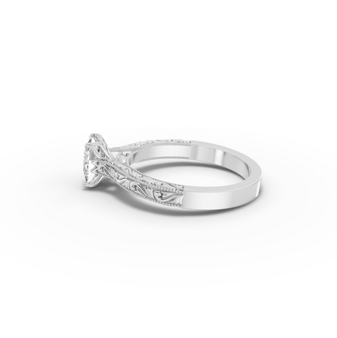 1.505 CT Oval Lab Diamond Ring with Cathedral Set and Milgrain Details