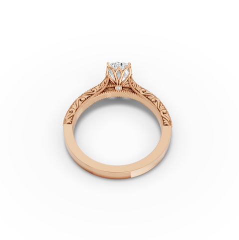 1.505 CT Oval Lab Diamond Ring with Cathedral Set and Milgrain Details