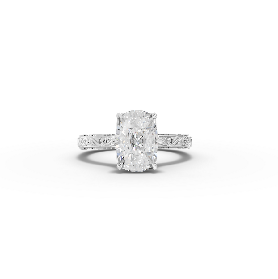 2.505 CT Oval Lab Grown Diamond Ring with Continuous Filigree Band