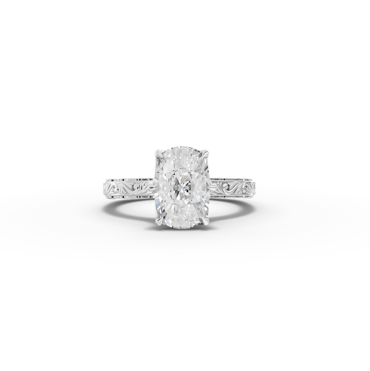 2.505 CT Oval Lab Grown Diamond Ring with Continuous Filigree Band