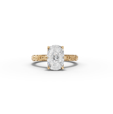 2.505 CT Oval Lab Grown Diamond Ring with Continuous Filigree Band