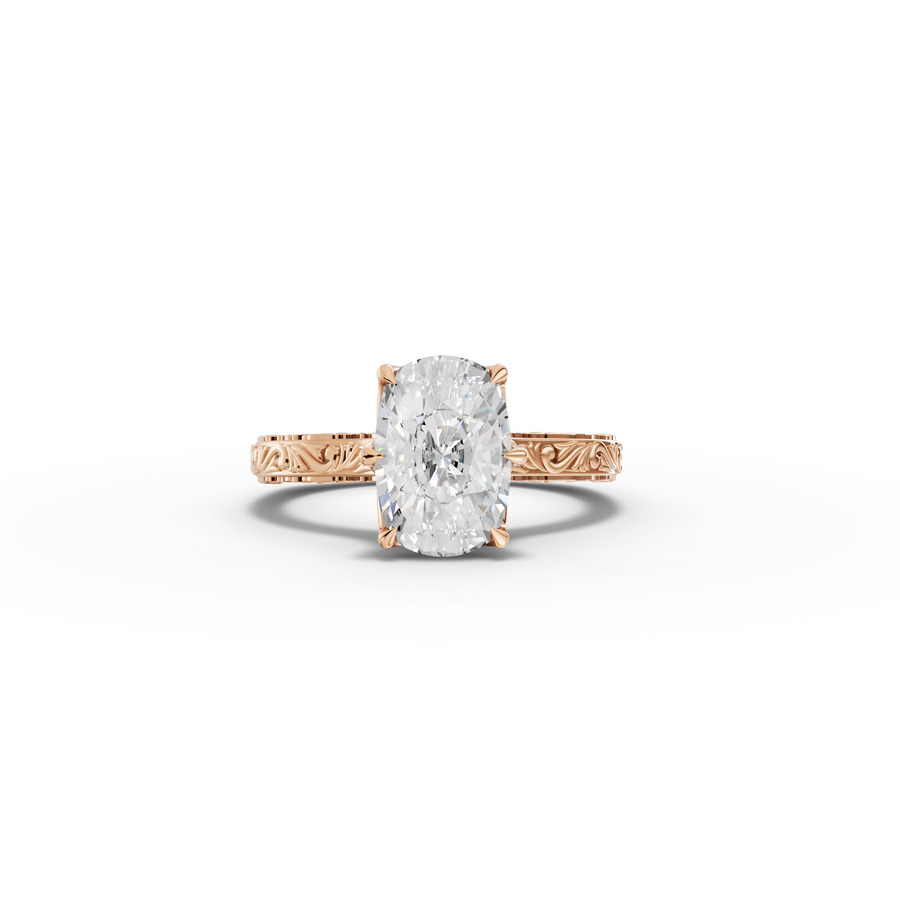 2.505 CT Oval Lab Grown Diamond Ring with Continuous Filigree Band