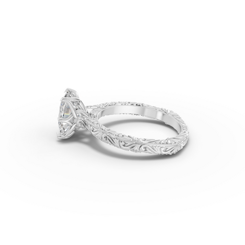 2.505 CT Oval Lab Grown Diamond Ring with Continuous Filigree Band