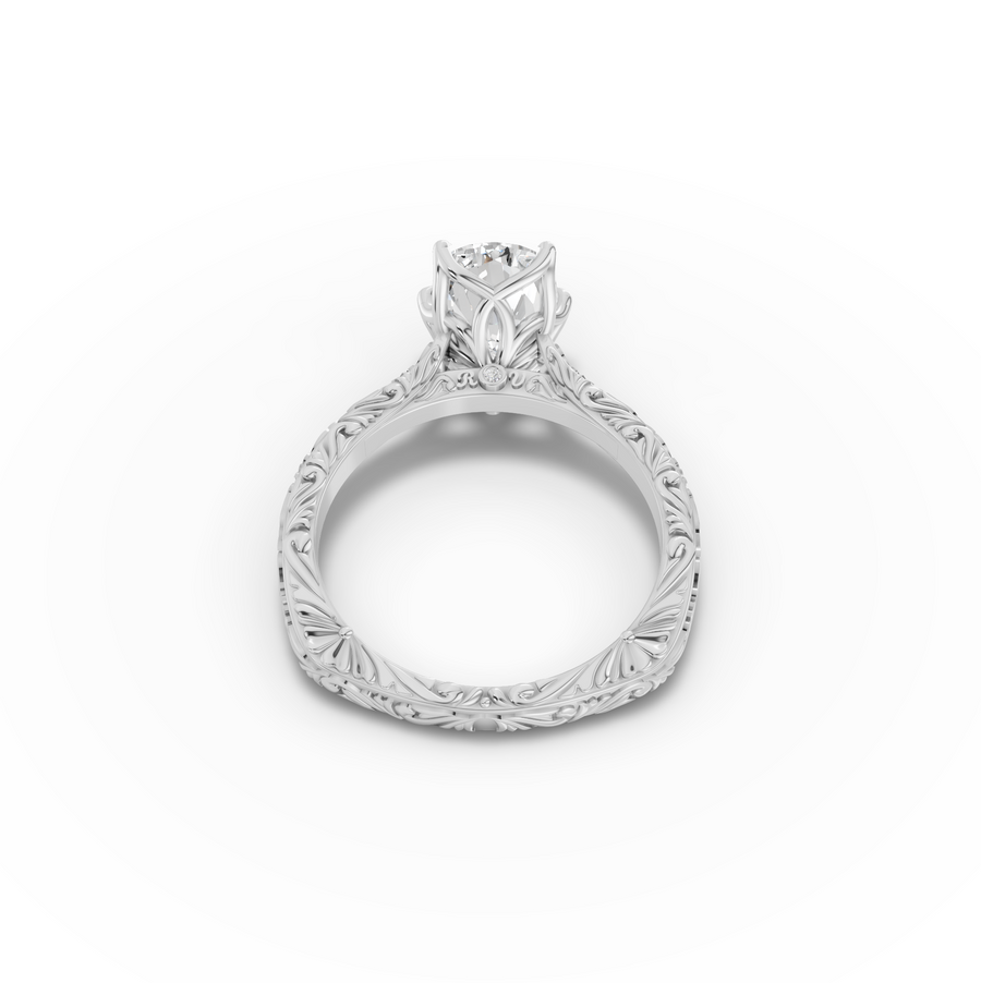 2.505 CT Oval Lab Grown Diamond Ring with Continuous Filigree Band