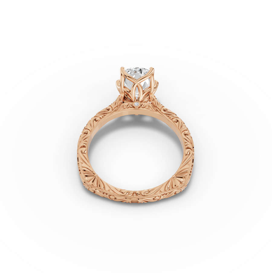 2.505 CT Oval Lab Grown Diamond Ring with Continuous Filigree Band