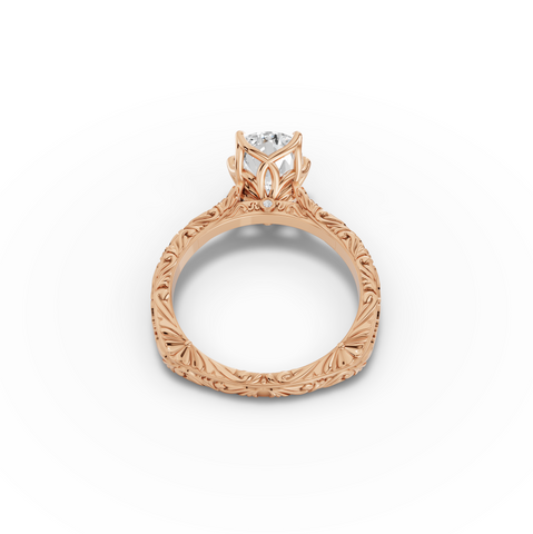 2.505 CT Oval Lab Grown Diamond Ring with Continuous Filigree Band