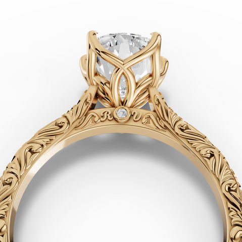 2.505 CT Oval Lab Grown Diamond Ring with Continuous Filigree Band