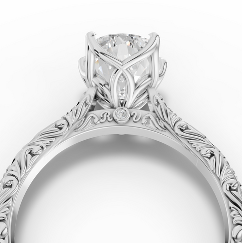 2.505 CT Oval Lab Grown Diamond Ring with Continuous Filigree Band