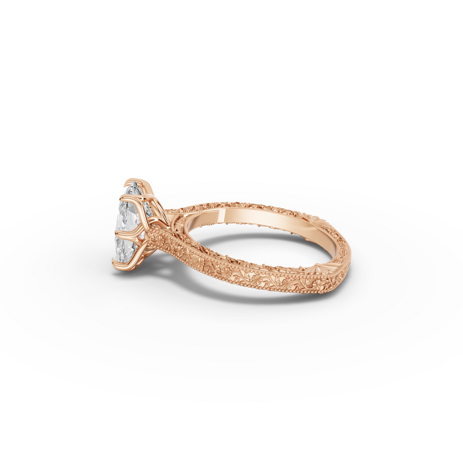 2.50 CT Cushion Lab Grown Diamond Solitaire with Filigree Band